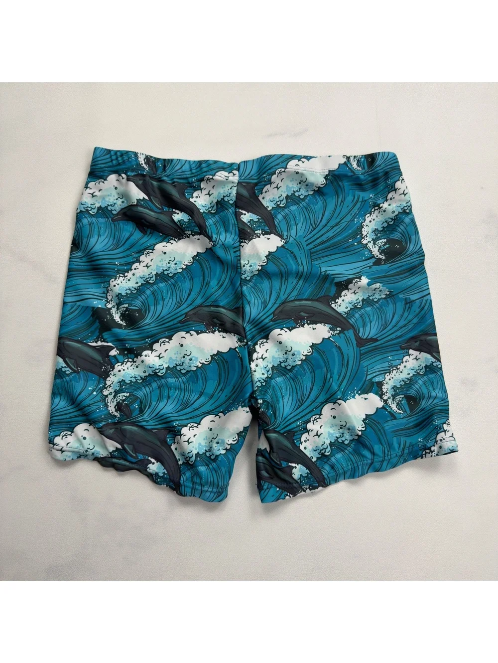 SHEIN Swim Shorts Dolphin Wave Print - Boys Size 160